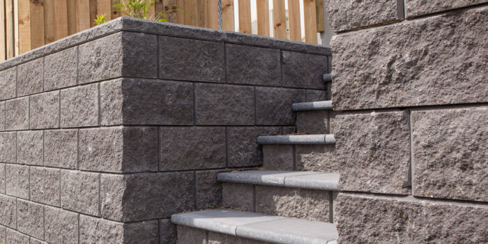 Versawall Retaining Wall and Steps - Charcoal