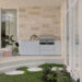 Pitched Travertine Cladding | Traditional Blend | BBQ wall